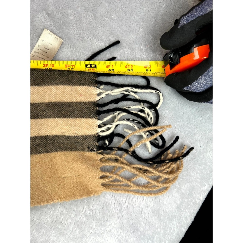 Burberry Cashmere Scarf Camel Iconic Classic Nova Check 48" x 6" Fringe Scotland - Picture 7 of 10